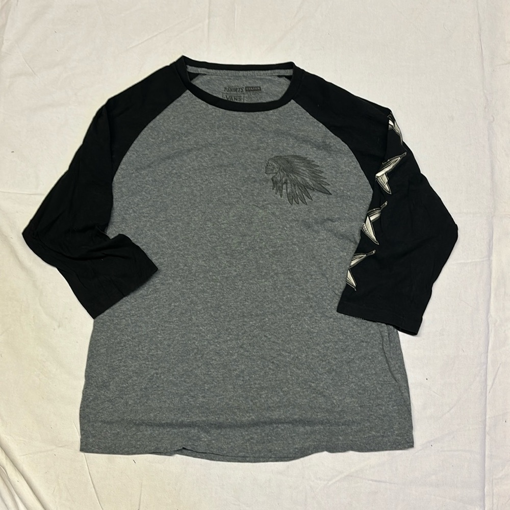 Vans Off the Wall Men’s Custom Gray Raglan Baseball T-Shirt XL